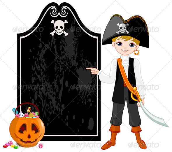 GraphicRiver Halloween Pirate Pointing 8226783 GraphicRiver Halloween Pirate Pointing 8226783