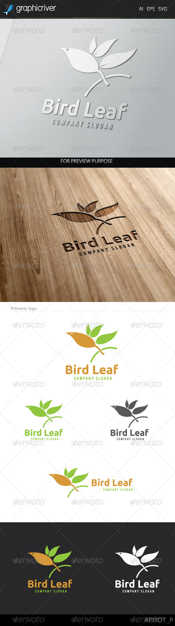 GraphicRiver Bird Leaf Logo 8229066 GraphicRiver Bird Leaf Logo 8229066