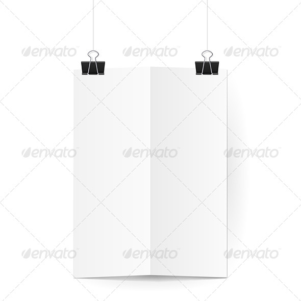 GraphicRiver Sheet of Paper Folded in Two Hanging on Clips 8231016 GraphicRiver Sheet of Paper Folded in Two Hanging on Clips 8231016