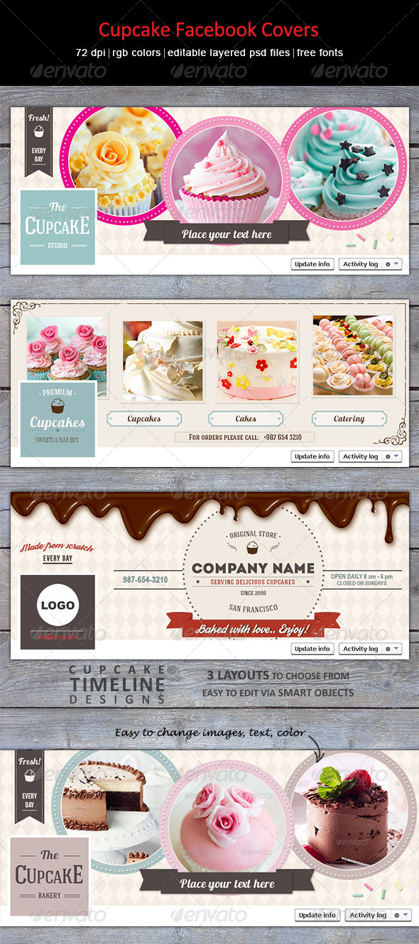 GraphicRiver Cupcake Facebook Covers 8231224 GraphicRiver Cupcake Facebook Covers 8231224