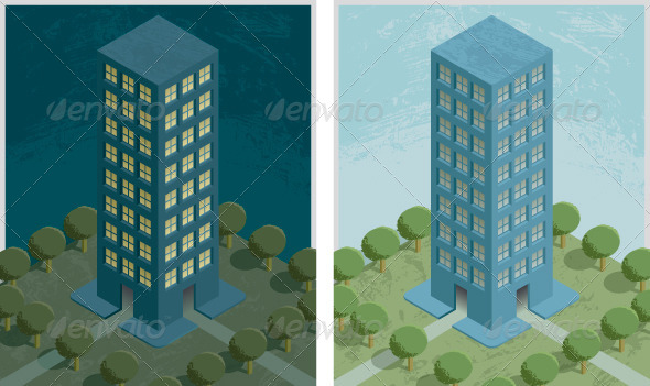 GraphicRiver Residential Building Night and Day 8231448 GraphicRiver Residential Building Night and Day 8231448