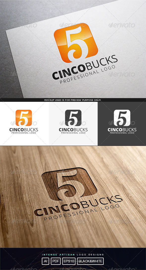 GraphicRiver Cinco Bucks Logo Template 8232168 GraphicRiver Cinco Bucks Logo Template 8232168