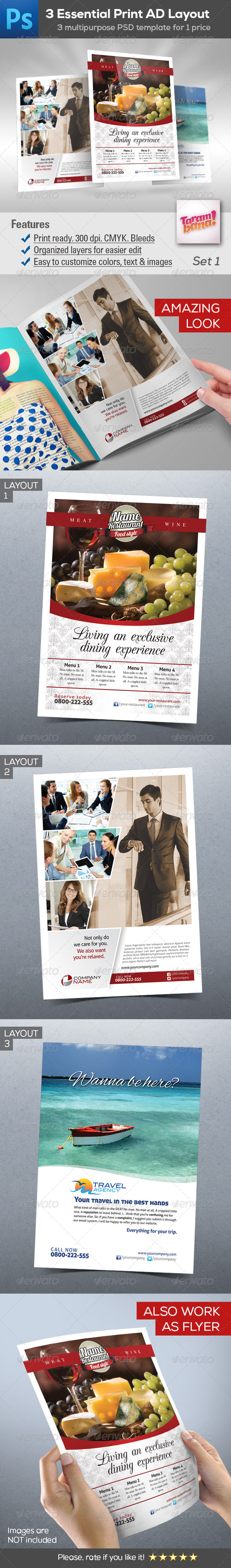GraphicRiver 3 in 1 Essential Print Ad Layout 8232434 GraphicRiver 3 in 1 Essential Print Ad Layout 8232434