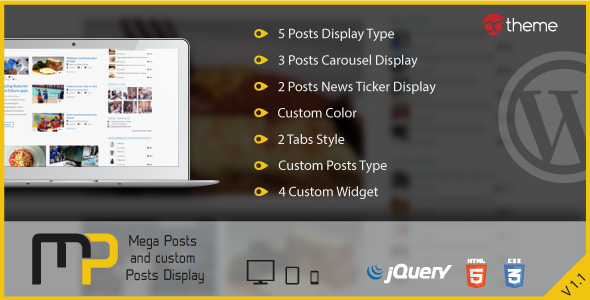 Mega Posts and Custom Posts Display WP Plugin - CodeCanyon Item for Sale