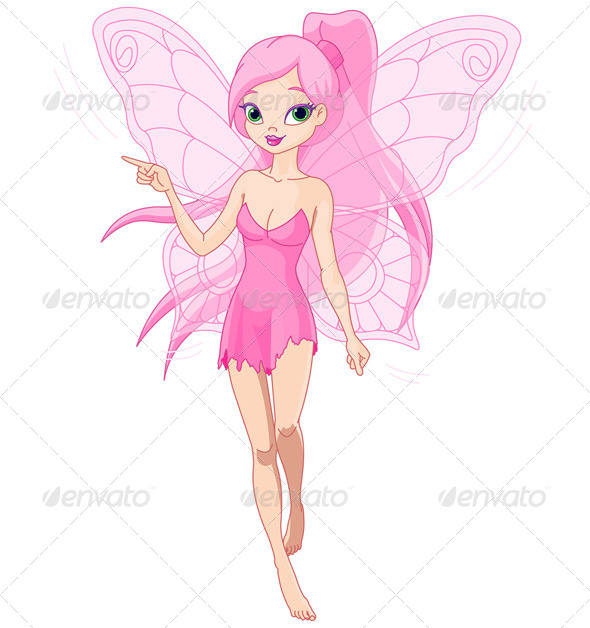 Cute Pink Fairy Pointing