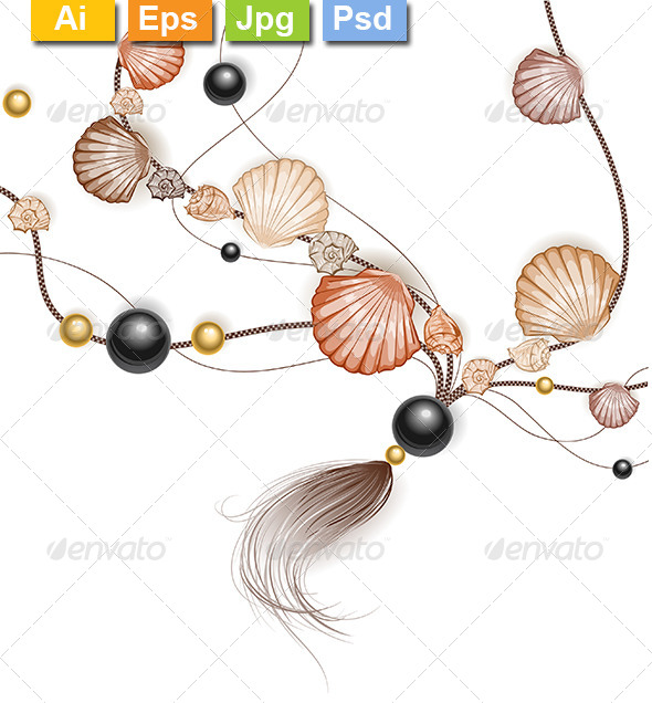 GraphicRiver Necklace Made of Seashells 8234356 GraphicRiver Necklace Made of Seashells 8234356