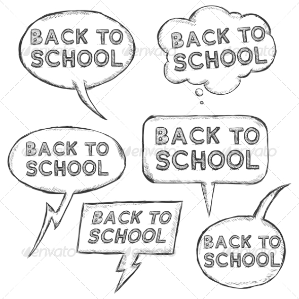 Vector Set of Sketch Bubbles Back to School Vector Set of Sketch Bubbles Back to School