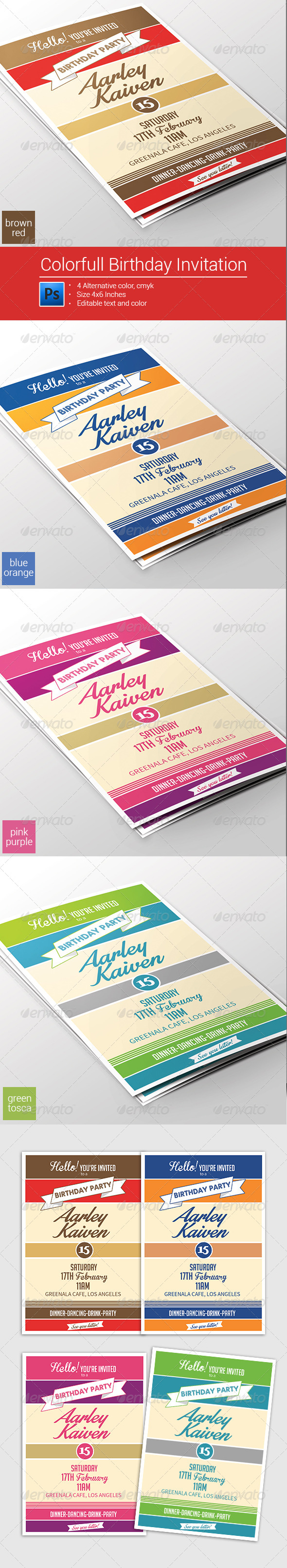 Colorfull Birthday Invitation