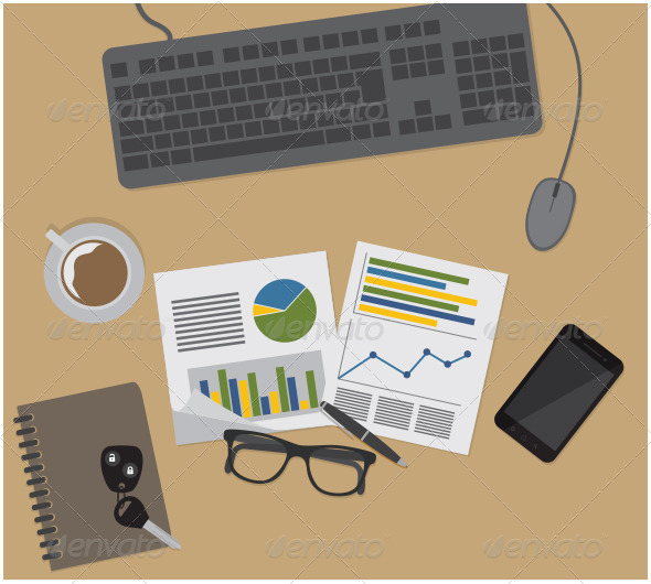 GraphicRiver Flat Office Desk Design 8235974 GraphicRiver Flat Office Desk Design 8235974