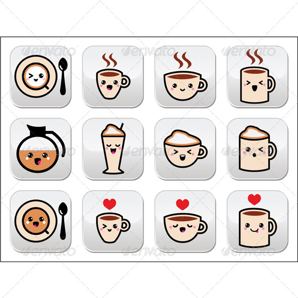 GraphicRiver Coffee Cappuccino and Espresso Kawaii Buttons 8241061 GraphicRiver Coffee Cappuccino and Espresso Kawaii Buttons 8241061