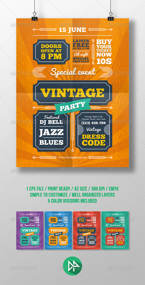 GraphicRiver Vintage Party Poster Template 8242638 GraphicRiver Vintage Party Poster Template 8242638