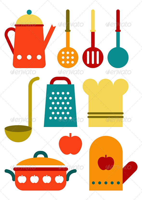 GraphicRiver Colorful Kitchen Utensil Set 8242272 GraphicRiver Colorful Kitchen Utensil Set 8242272