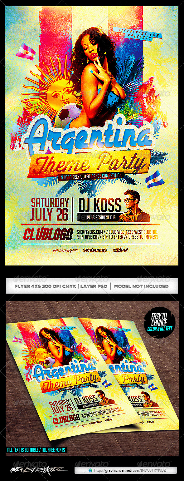 Argentina Themed Party Flyer Template - Clubs & Parties Events