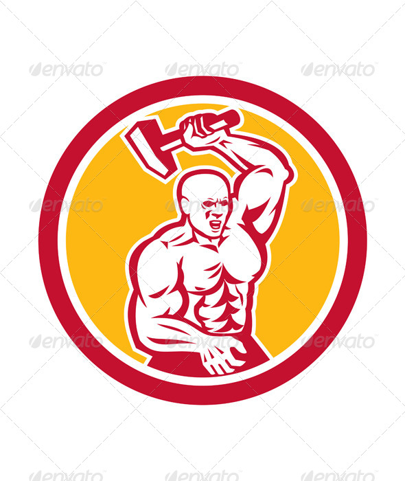 GraphicRiver Blacksmith Striking with Sledgehammer Circle 8245546 GraphicRiver Blacksmith Striking with Sledgehammer Circle 8245546