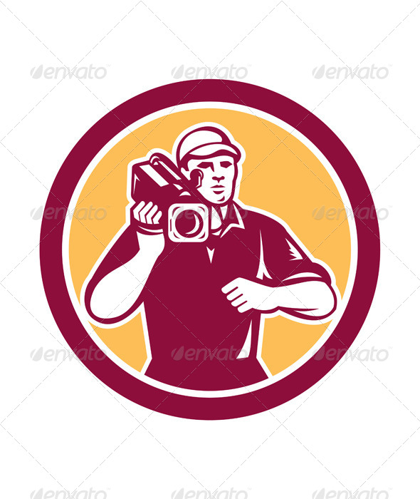 GraphicRiver Cameraman Vintage Film in Circle 8245568 GraphicRiver Cameraman Vintage Film in Circle 8245568