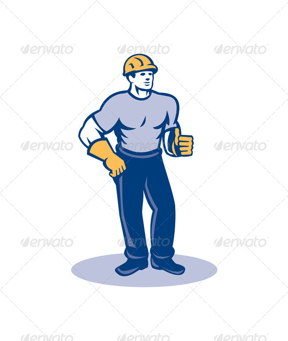 GraphicRiver Construction Worker Thumbs Up Retro 8245572 GraphicRiver Construction Worker Thumbs Up Retro 8245572
