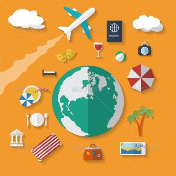GraphicRiver Flat Icons Vacation Set 8245670 GraphicRiver Flat Icons Vacation Set 8245670