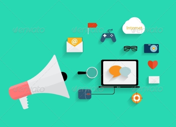 GraphicRiver Hand holding Megaphone with Icon Set Vector Illus 8247081 GraphicRiver Hand holding Megaphone with Icon Set Vector Illus 8247081