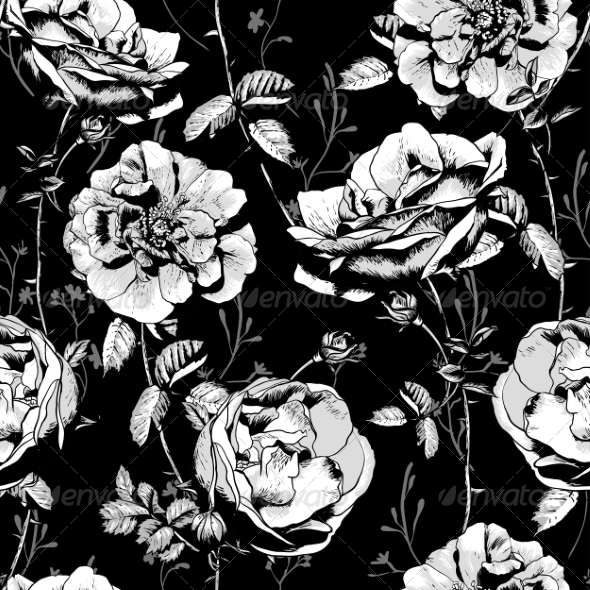 GraphicRiver Black and White Floral Seamless Background 8247861 GraphicRiver Black and White Floral Seamless Background 8247861