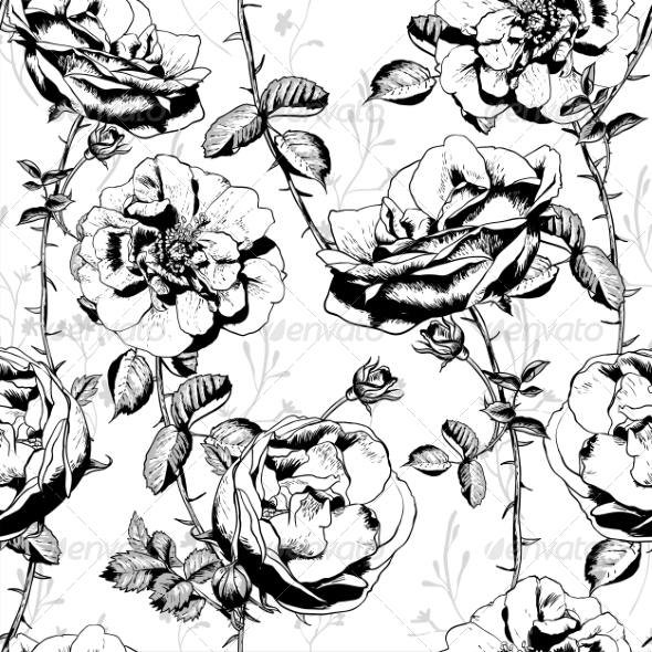GraphicRiver Black and White Floral Seamless Background 8247867 GraphicRiver Black and White Floral Seamless Background 8247867