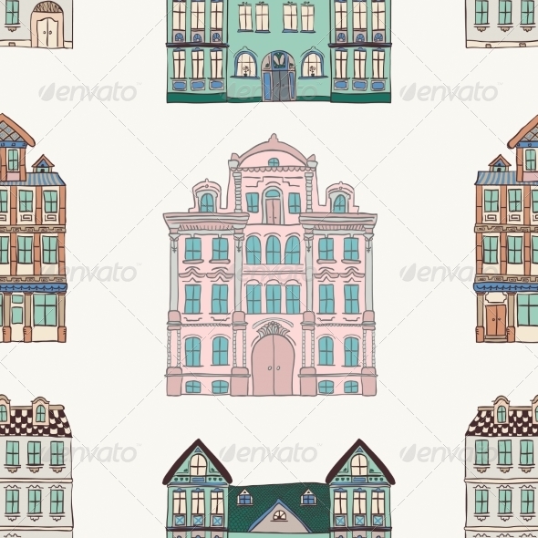 GraphicRiver Old Styled Houses Seamless Pattern 8249096 GraphicRiver Old Styled Houses Seamless Pattern 8249096