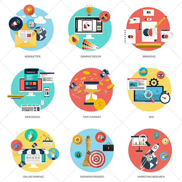 GraphicRiver Flat Icons Concept 8250245 GraphicRiver Flat Icons Concept 8250245
