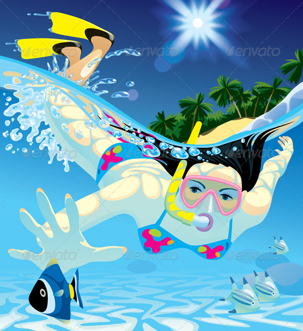 GraphicRiver Diving Girl 8251790 GraphicRiver Diving Girl 8251790