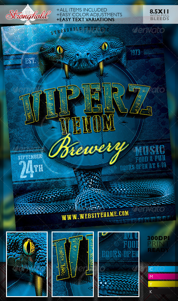 Viper Venom Brewery Flyer Template Viper Venom Brewery Flyer Template