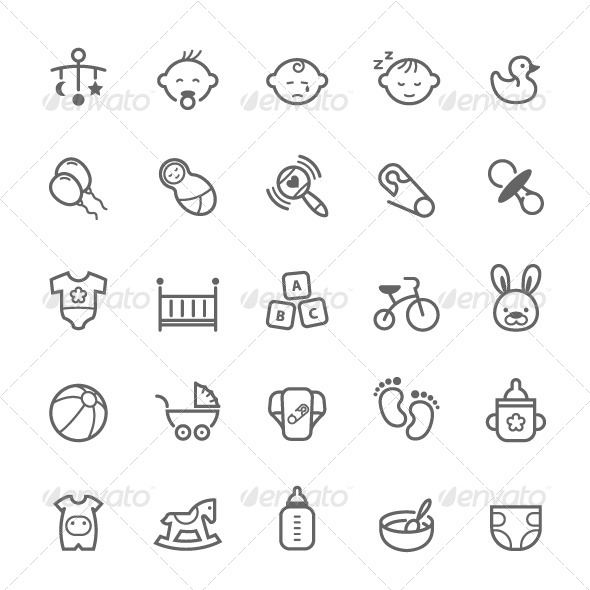 GraphicRiver 25 Outline Stroke Baby Icons 8252457 GraphicRiver 25 Outline Stroke Baby Icons 8252457