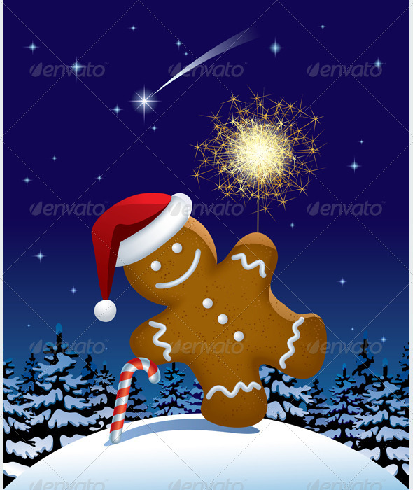 GraphicRiver Gingerbread Man with a Sparkler 8253521 GraphicRiver Gingerbread Man with a Sparkler 8253521