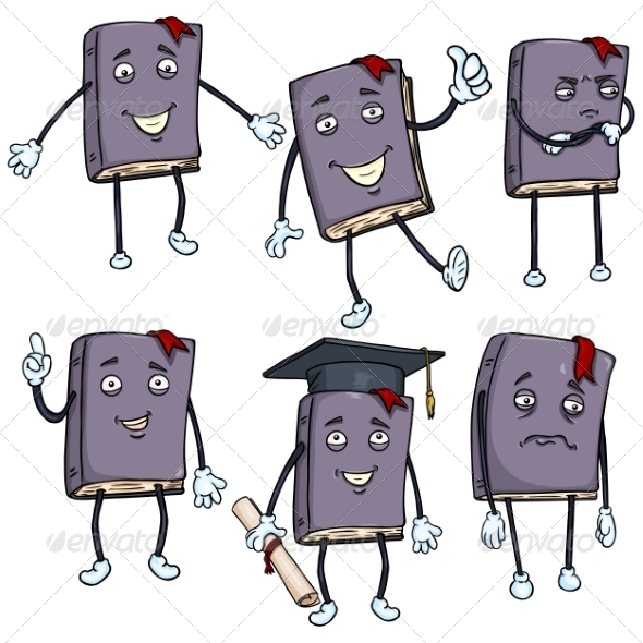 GraphicRiver Vector Set of Cartoon Characters Lively Books 8253625 GraphicRiver Vector Set of Cartoon Characters Lively Books 8253625