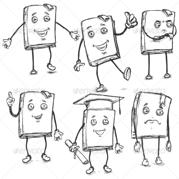 GraphicRiver Set of Sketch Characters Lively Books 8253685 GraphicRiver Set of Sketch Characters Lively Books 8253685