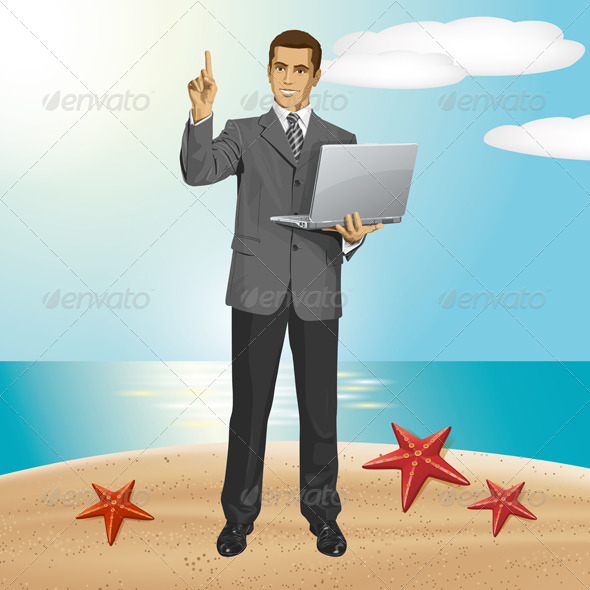 GraphicRiver Vector Business Man Shows Something With Finger 8255811 GraphicRiver Vector Business Man Shows Something With Finger 8255811