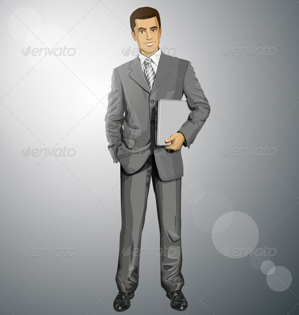 Vector Businessman With Laptop Vector Businessman With Laptop