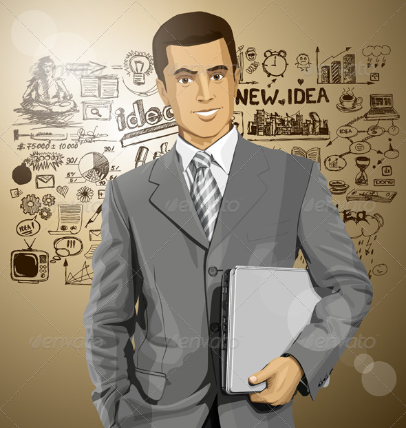 GraphicRiver Businessman with Laptop 8255850 GraphicRiver Businessman with Laptop 8255850
