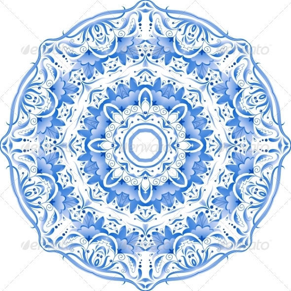 Blue Floral Ornament Circle Blue Floral Ornament Circle