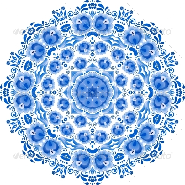Blue Floral Ornament Circle Blue Floral Ornament Circle