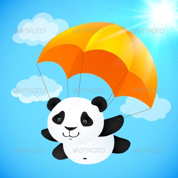 GraphicRiver Panda Flying with Orange Parachute 8259042 GraphicRiver Panda Flying with Orange Parachute 8259042