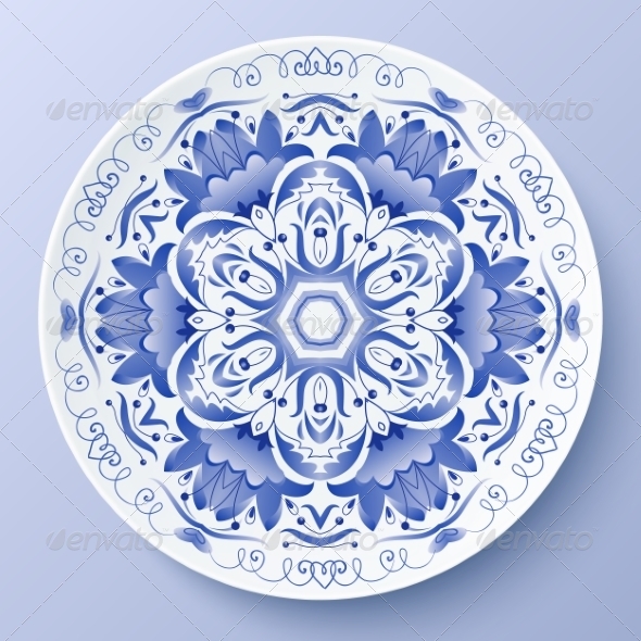 Blue Floral Ornament Decorative Plate Blue Floral Ornament Decorative Plate
