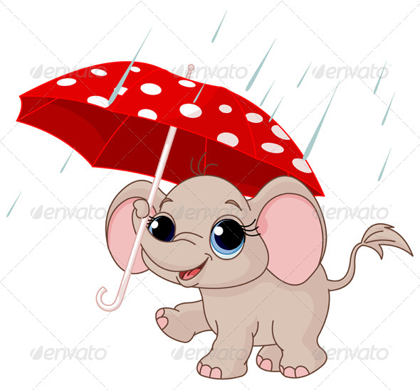 GraphicRiver Baby Elephant Under Umbrella 8259313 GraphicRiver Baby Elephant Under Umbrella 8259313