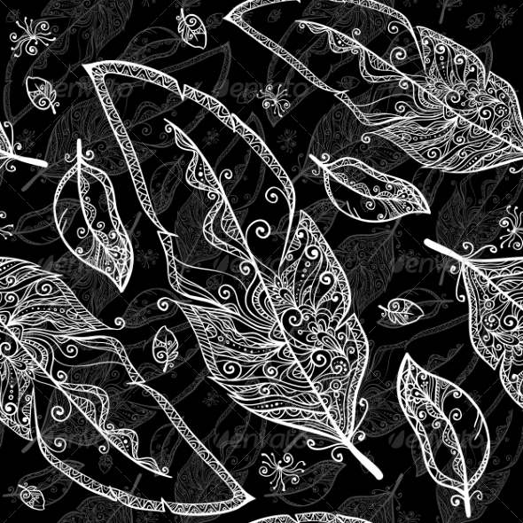 GraphicRiver Black and White Doodle Feathers Seamless Pattern 8259417 GraphicRiver Black and White Doodle Feathers Seamless Pattern 8259417