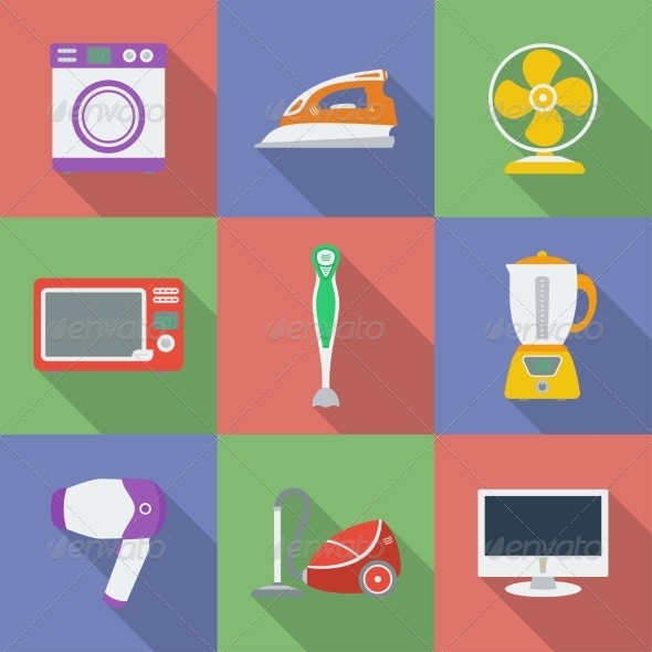 GraphicRiver Colorful Icon Set of Household Appliances 8259450 GraphicRiver Colorful Icon Set of Household Appliances 8259450