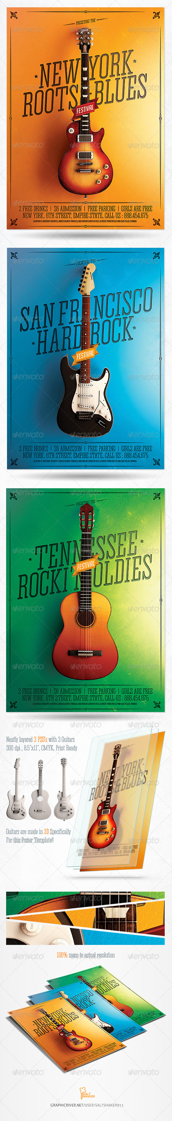 GraphicRiver Minimal Rock Festival Poster With 3 Guitars 8269230 GraphicRiver Minimal Rock Festival Poster With 3 Guitars 8269230