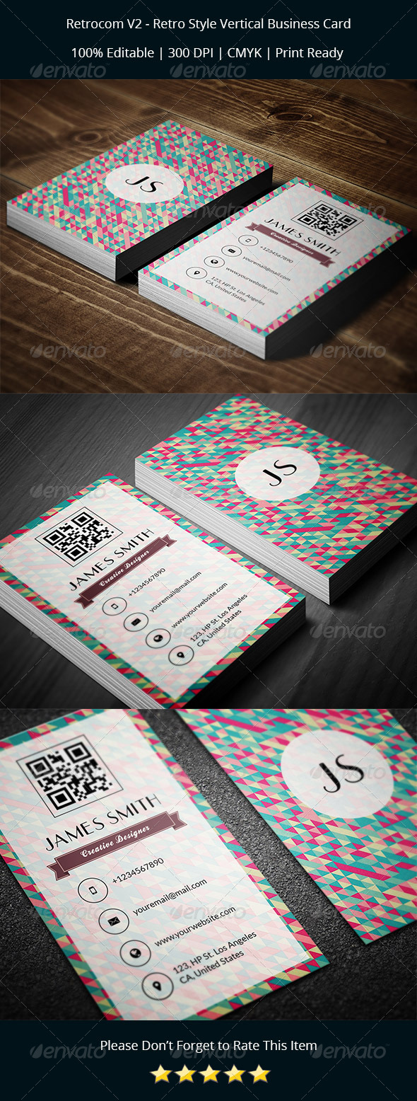 GraphicRiver Retrocom V2 Retro Style Vertical Business Card 8252386 GraphicRiver Retrocom V2 Retro Style Vertical Business Card 8252386