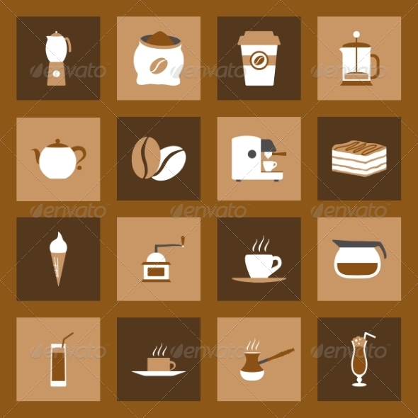Coffee Flat Icons Set Coffee Flat Icons Set