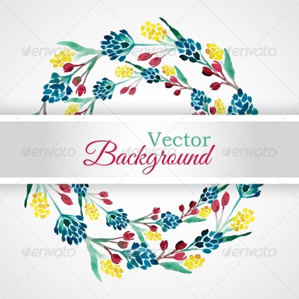 GraphicRiver Floral Watercolor Wreath with Flowers 8272510 GraphicRiver Floral Watercolor Wreath with Flowers 8272510