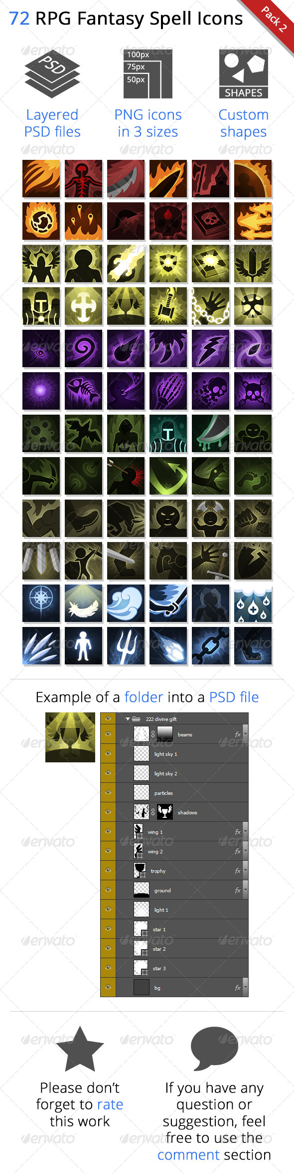 72 RPG Fantasy Spells Icons - Icons