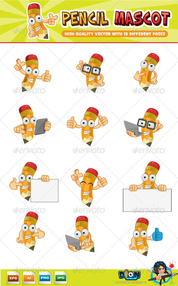 GraphicRiver Pencil Mascot 8248501 GraphicRiver Pencil Mascot 8248501