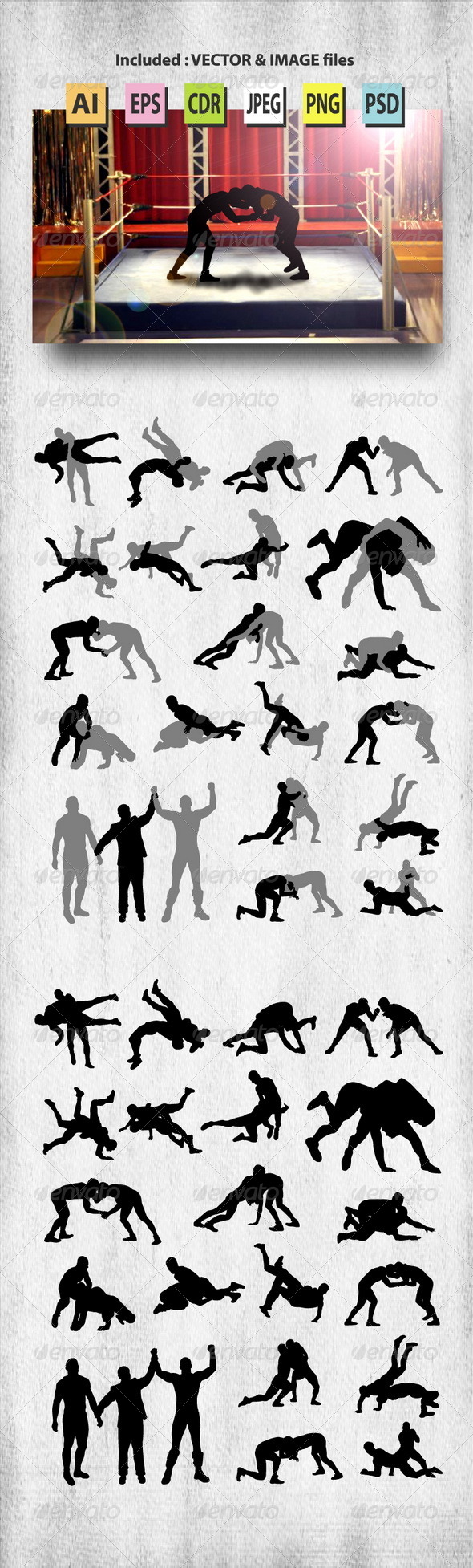 GraphicRiver Wrestling Silhouettes 8278952 GraphicRiver Wrestling Silhouettes 8278952