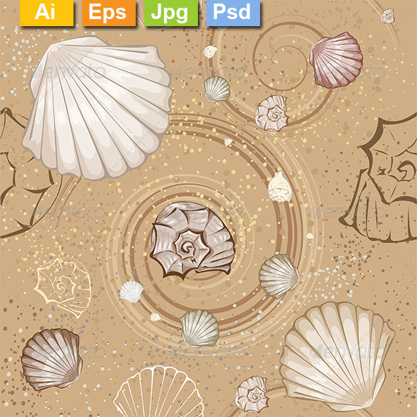 Seamless Pattern of Seashells Seamless Pattern of Seashells